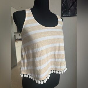 Lilly Pulitzer Striped Beige and White Women's Tank Top